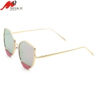 Pink PC lens gold metal frame ladies 2019 sunglasses